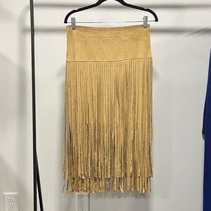 Freeway Tan midi Fringe Skirt
